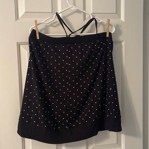 Black with white polka dots halter top